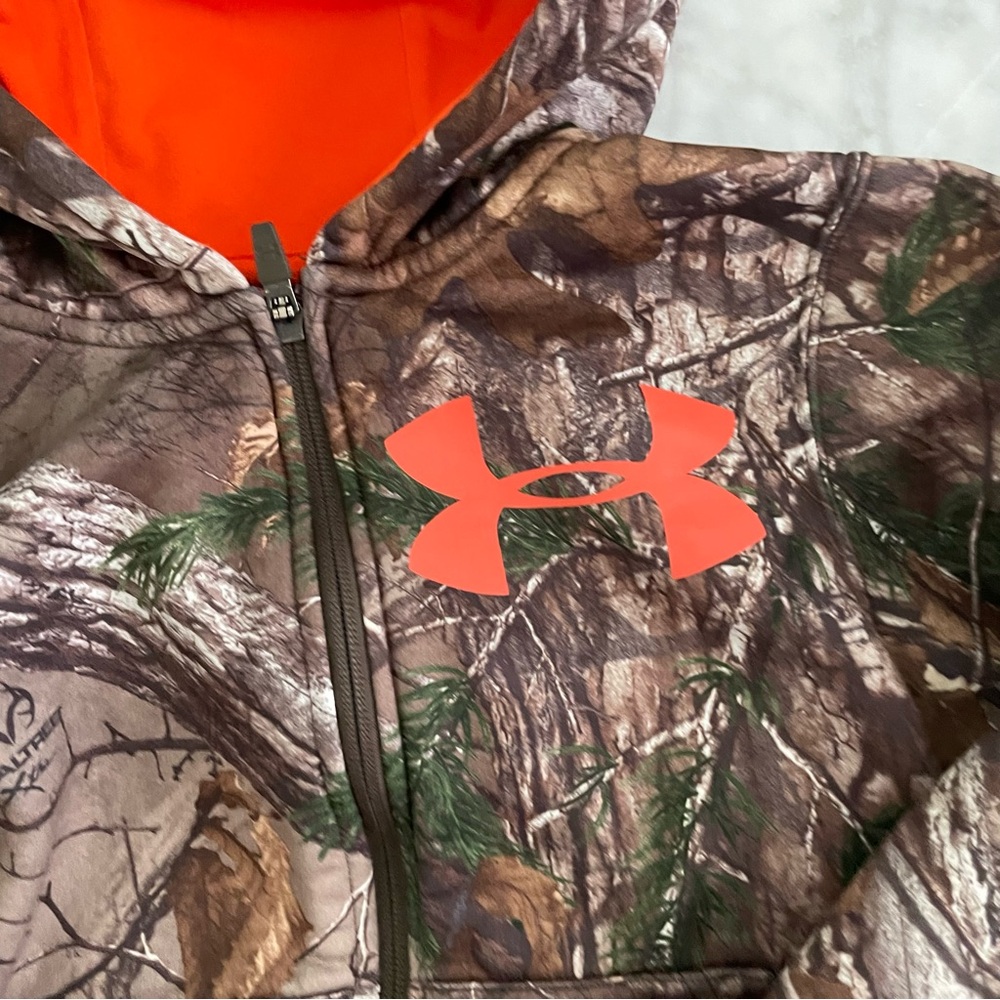 Under Armour Kids Camo Hoodie - Brown and Orange size YS - Picture 2 of 4